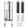 Gravity-fed Water Filter System, 2.25G 304 Stainless-Steel Countertop Filtration System, Reduces Lead and up to 99% of Chlorine