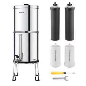 Gravity-fed Water Filter System, 2.25G 304 Stainless-Steel Countertop Filtration System, Reduces Lead and up to 99% of Chlorine