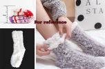 Pure Color Thick Warm Fuzzy Cozy Slipper Socks for Christmas Womens Winter Warm, Black