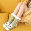 1 Pair Green Alpaca Winter Thick Plush Socks Women Warm Indoor Floor Socks Cute Home Sleeping Socks