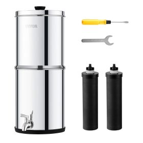 Gravity-fed Water Filter System, 1.5G 304 Stainless-Steel Countertop System, Water Filtration System, Reduces Lead and up to 99% of Chlorine