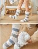 Womens Cozy Fuzzy Thick Slipper Socks for Christmas Gift Winter Indoor Warm, Blue Grey Stripes