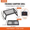 Folding Campfire Grill, Heavy Duty Steel Mesh Grate, 18" Portable Camping Grates Over Fire Pit, Camp Fire Cooking Equipment with Legs Carrying Bag